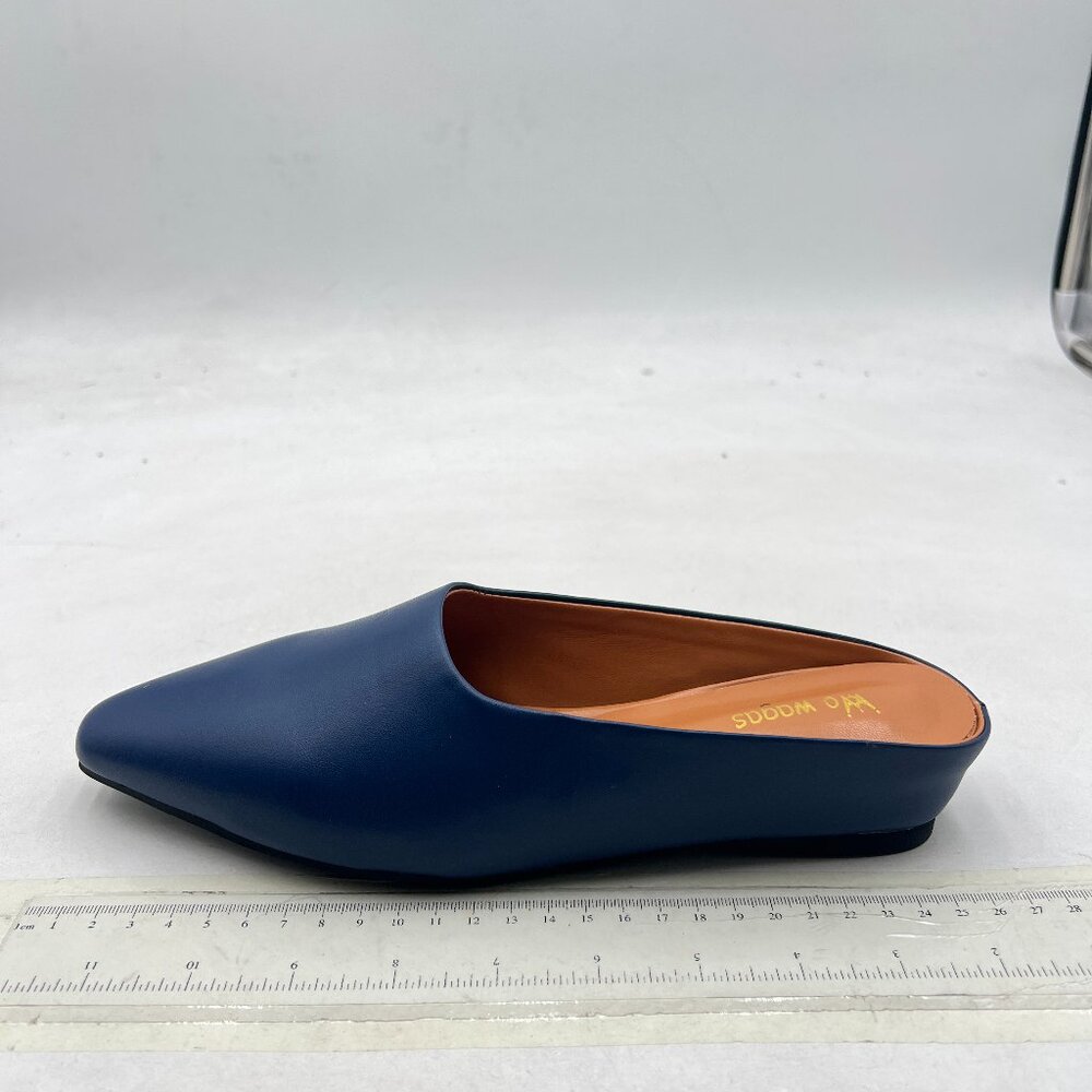Classic Navy Leather Slip-On Mule - Women - Picture 2 of 8